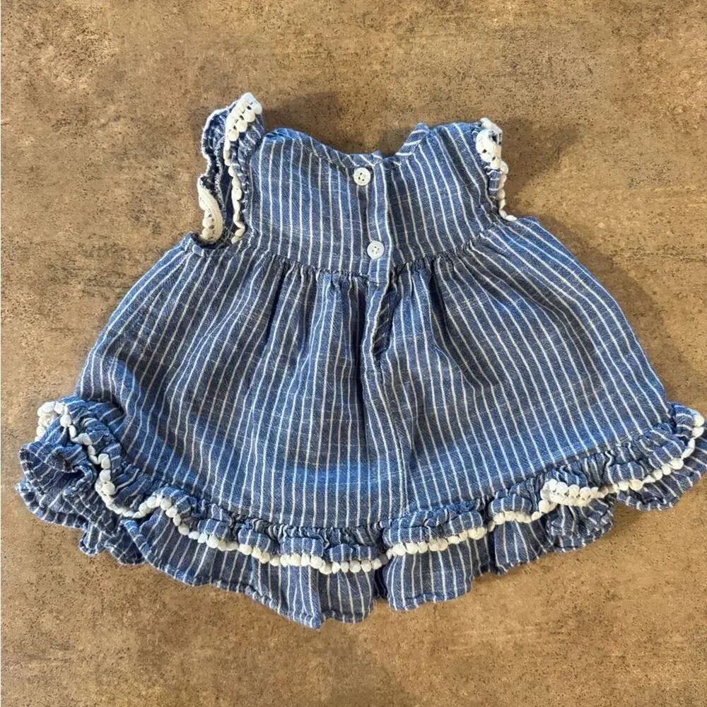 Good Lad - Adorable Blue and White Striped Dress with Daisy Accents, Size 12M - Picture 4 of 5